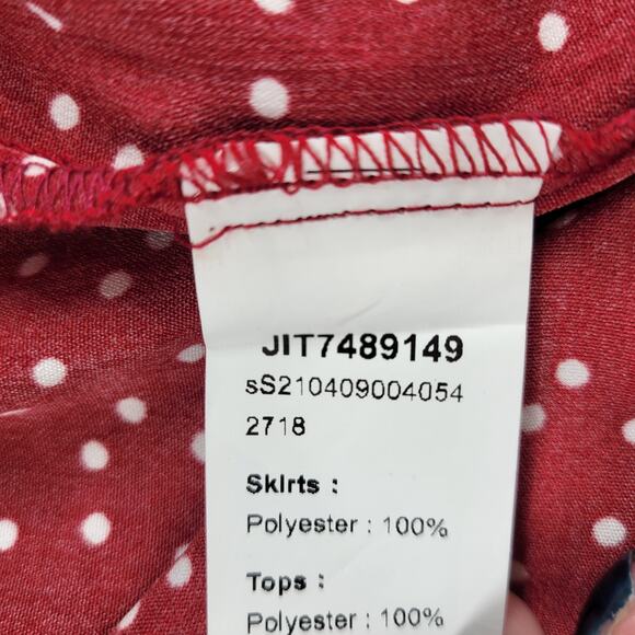 Shein Curve Womens Skirt 1XL Red White Polka Dot A Line Holiday Christmas Pleats - Picture 13 of 14